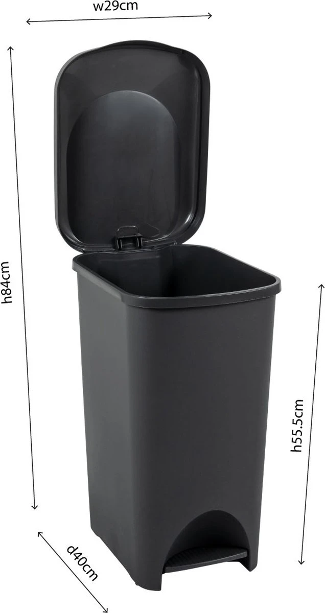 Pedaalemmer - Prullenbak - Afvalbak - 40 Liter – Zwart 2 Pedaalemmer - Prullenbak - Afvalbak - 40 Liter – Zwart - Afbeelding 2