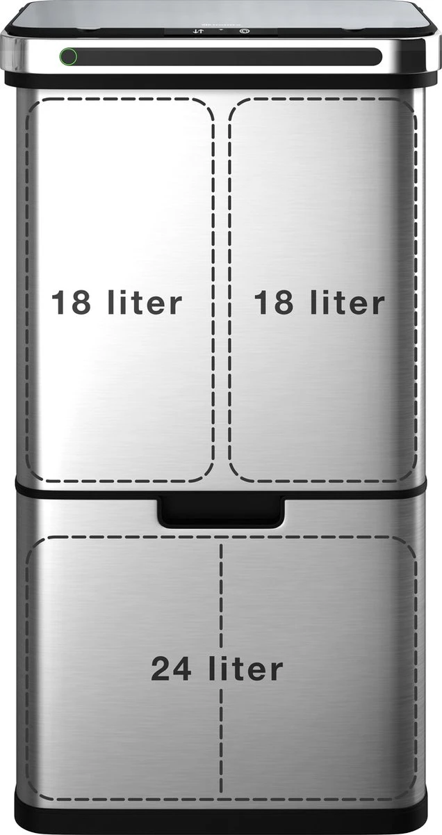 Homra DEXER Afvalscheiding Prullenbak - 4 Vakken - 60 Liter (2×18L + 2×12L) - Recycle Sensor Prullenbak - RVS Afvalemmer - Afvalscheidingsprullenbak - Design Keuken Afvalemmer - Automatische Lucht- En Bacterie Filter - Soft Close Deksel – Kleur RVS 14 Homra DEXER Afvalscheiding Prullenbak - 4 Vakken - 60 Liter (2×18L + 2×12L) - Recycle Sensor Prullenbak - RVS Afvalemmer - Afvalscheidingsprullenbak - Design Keuken Afvalemmer - Automatische Lucht- En Bacterie Filter - Soft Close Deksel – Kleur RVS - Afbeelding 14