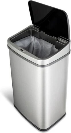 Homra LUX Prullenbak Met Sensor - Automatische Soft Close Deksel - 50 L - Hoogwaardig RVS - 50 Liter Vuilbak - Infrarood Bewegingssensor - Hygiënische Vuilnisbak - Vingerafdruk Bestendig - Sensor Prullenbak