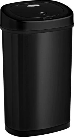 Homra FONIX Sensor Prullenbak Zwart 50 Liter - Automatische Soft Close Deksel - 50L - Zwarte Afvalemmer - Infrarood Sensor - Vuilnisbak Met Elektrische Deksel - Sensorbediening - Vingerafdrukvrij - Vuilafstotend - Zwarte Keuken En Kantoor Vuilbak