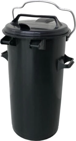 Kunststof Afvalemmer 50 Liter Grijs Met Beugel