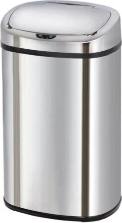 Kitchenmove Prullenbak 68 Liter Met Sensor. Hoogglans Chroom - Automatische Klep Open.