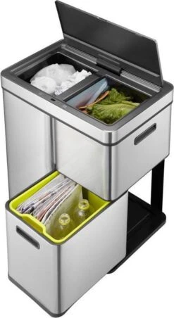 EKO Mirage Plus Sensor Afvalscheider Prullenbak - 30 + 15 + 15 L - Mat RVS -Thuis Opslag Winkel 656x1200