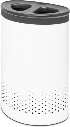 Brabantia Wasmand Met Deksel - 55 L - White / Dark Grey Kunststof Deksel -Thuis Opslag Winkel 662x1200