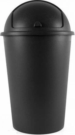 Deuba Prullen Vuilnisbak 50 L – Met Schuifdeksel - Zwart