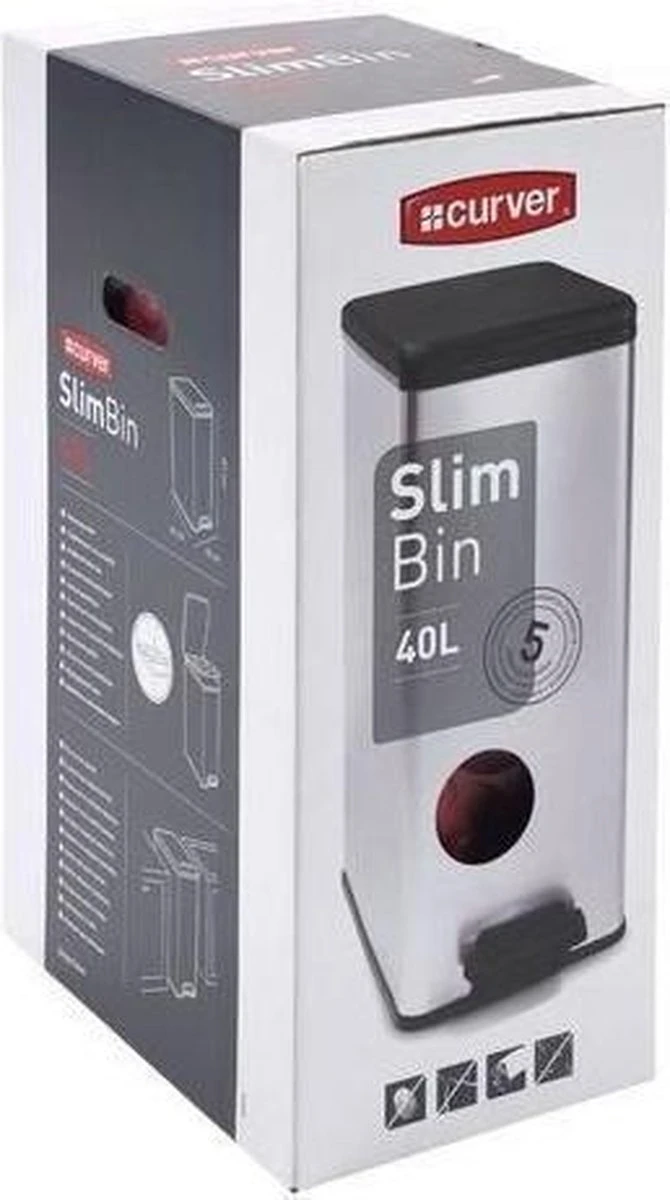 Curver Decobin Slim Prullenbak- 40L - Metallic 7 Curver Decobin Slim Prullenbak- 40L - Metallic - Afbeelding 7