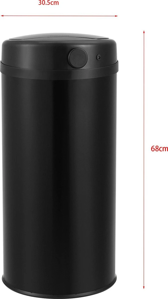 Prullenbak Met Sensor 68xØ30,5 Cm 42 Liter Zwart 3 Prullenbak Met Sensor 68xØ30,5 Cm 42 Liter Zwart - Afbeelding 3