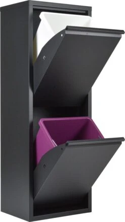 Metalen Prullenbak Van Naturn Living | Prullenbak Afvalscheiding 2 Containers | Vuilnisbak | Prullenbakken | Afvalbak | Mat Zwart