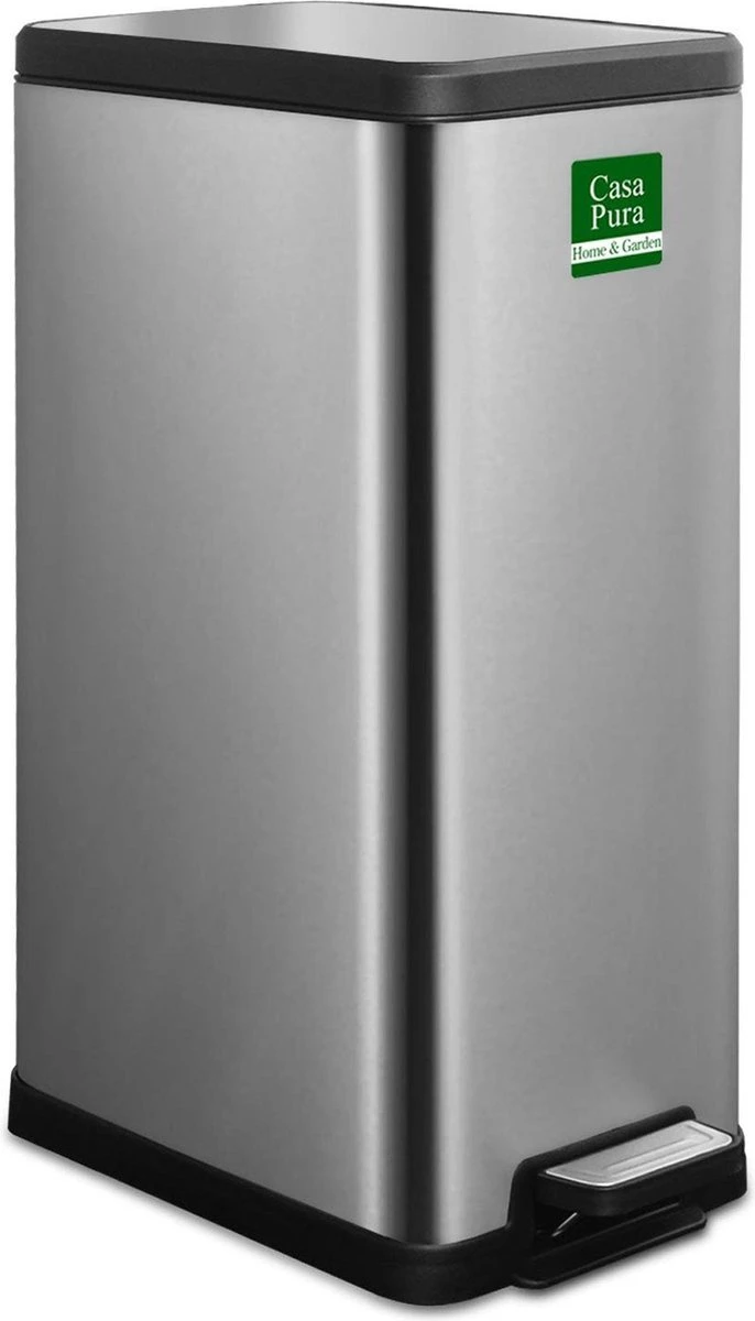 Casa Pura Prullenbak - Vuilnisbak - Zack - Afvalbak Voor Keuken - Roestvrij Staal - 18L 1 Casa Pura Prullenbak - Vuilnisbak - Zack - Afvalbak Voor Keuken - Roestvrij Staal - 18L