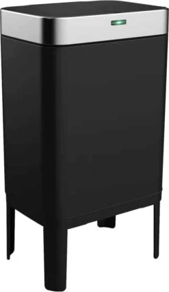 Loftey Sensor Prullenbak 60 Liter – Touch Free Afvalbak - Afvalemmer - Afvalscheiding 2x30L - Keuken - Zwart/RVS