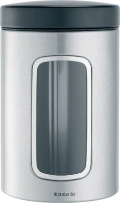 Brabantia Voorraadbus - 1,4 L - Matt Steel Fingerprint Proof / Matt Black Deksel - Met Venster -Thuis Opslag Winkel 713x1200 1