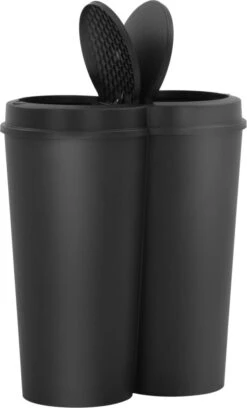 VidaXL Prullenbak Dubbel 50 L Zwart -Thuis Opslag Winkel 727x1200