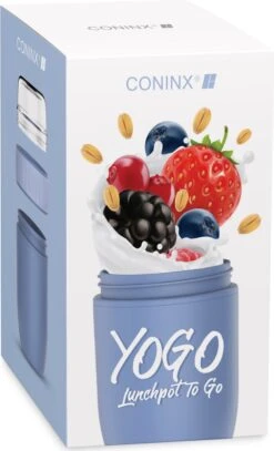 Coninx Yoghurtbeker To Go - Muesli Beker To Go - Lunchbeker - Mueslibeker 640ml ( 450ml+190ml ) - Blauw -Thuis Opslag Winkel 728x1200
