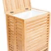 HUISSON Wasmand Met Deksel Bamboe Uitneembare Waszak Wasmanden Met Deksel 75 Ltr.
