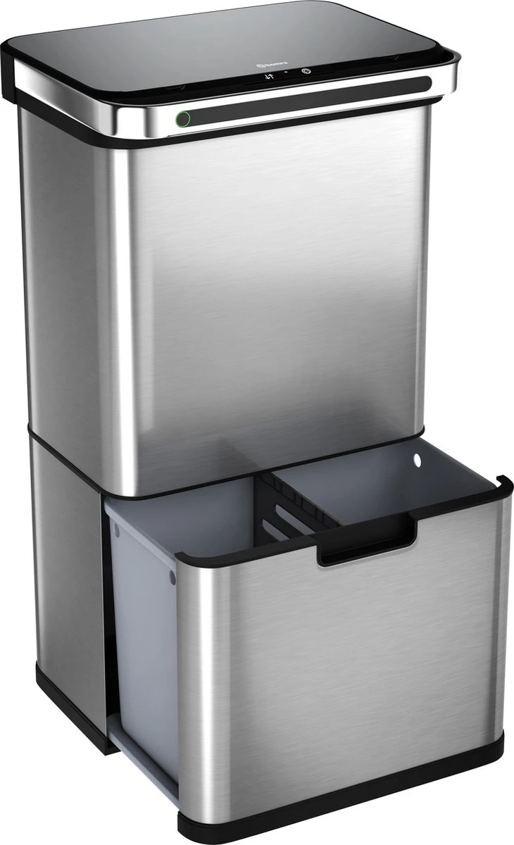 Homra DEXER Afvalscheiding Prullenbak - 4 Vakken - 60 Liter (2×18L + 2×12L) - Recycle Sensor Prullenbak - RVS Afvalemmer - Afvalscheidingsprullenbak - Design Keuken Afvalemmer - Automatische Lucht- En Bacterie Filter - Soft Close Deksel – Kleur RVS 1 Homra DEXER Afvalscheiding Prullenbak - 4 Vakken - 60 Liter (2×18L + 2×12L) - Recycle Sensor Prullenbak - RVS Afvalemmer - Afvalscheidingsprullenbak - Design Keuken Afvalemmer - Automatische Lucht- En Bacterie Filter - Soft Close Deksel – Kleur RVS