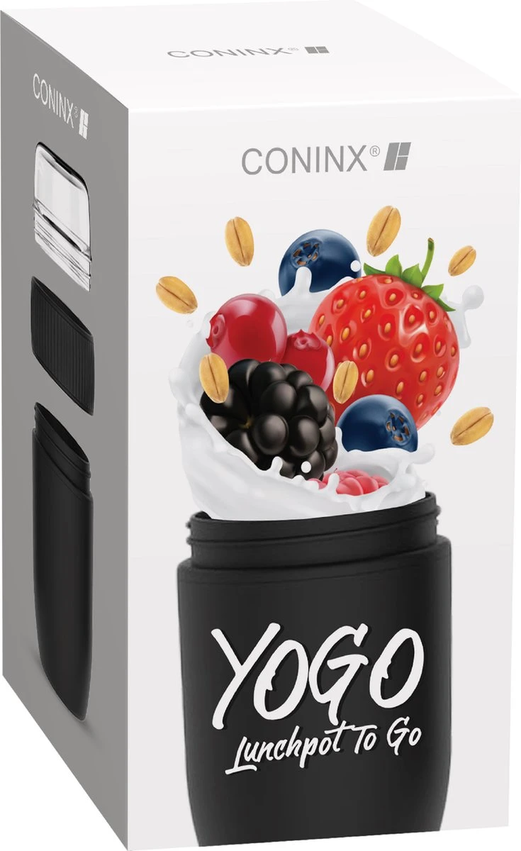 Coninx Yoghurtbeker To Go - Muesli Beker To Go - Lunchbeker - Mueslibeker 640ml (450ml+190ml) - Zwart 7 Coninx Yoghurtbeker To Go - Muesli Beker To Go - Lunchbeker - Mueslibeker 640ml (450ml+190ml) - Zwart - Afbeelding 7