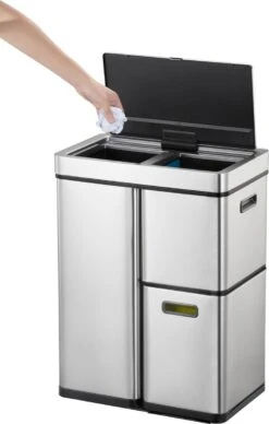 EKO Mirage Plus Sensor Afvalscheider Prullenbak - 30 + 15 + 15 L - Mat RVS -Thuis Opslag Winkel 763x1200 2