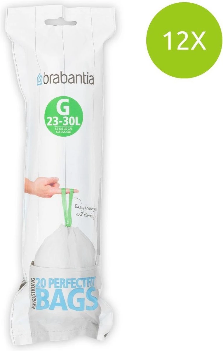 Brabantia PerfectFit Vuilniszakken - 23/30 L - Code G - 12 Rollen X 20 Stuks 2 Brabantia PerfectFit Vuilniszakken - 23/30 L - Code G - 12 Rollen X 20 Stuks - Afbeelding 2