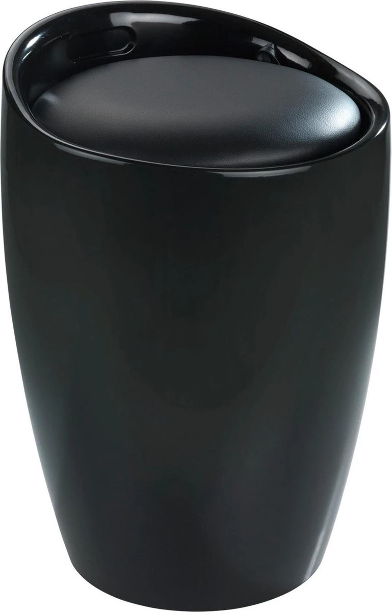 Wenko Badkamer Stoel & Wasmand Candy Zwart 1 Wenko Badkamer Stoel & Wasmand Candy Zwart