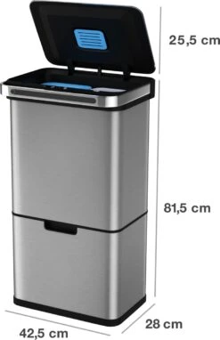 Homra DEXER Afvalscheiding Prullenbak - 4 Vakken - 60 Liter (2×18L + 2×12L) - Recycle Sensor Prullenbak - RVS Afvalemmer - Afvalscheidingsprullenbak - Design Keuken Afvalemmer - Automatische Lucht- En Bacterie Filter - Soft Close Deksel – Kleur RVS 23 Homra DEXER Afvalscheiding Prullenbak - 4 Vakken - 60 Liter (2×18L + 2×12L) - Recycle Sensor Prullenbak - RVS Afvalemmer - Afvalscheidingsprullenbak - Design Keuken Afvalemmer - Automatische Lucht- En Bacterie Filter - Soft Close Deksel – Kleur RVS -Thuis Opslag Winkel 776x1200 3