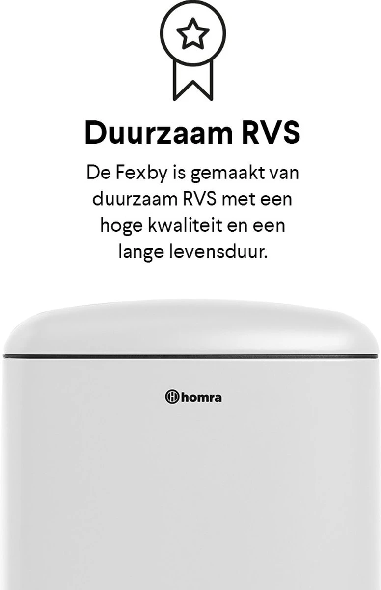 Homra FEXBY Pedaalemmer Prullenbak - 30L - Hoogwaardig RVS - Wit - Met Luxe Soft Close Deksel - 30 Liter Afvalbak - Keuken Vuilbak - Kantoor Vuilnisbak - Vuilnisemmer - Pedaal Prullenbak – Hygiënisch 8 Homra FEXBY Pedaalemmer Prullenbak - 30L - Hoogwaardig RVS - Wit - Met Luxe Soft Close Deksel - 30 Liter Afvalbak - Keuken Vuilbak - Kantoor Vuilnisbak - Vuilnisemmer - Pedaal Prullenbak – Hygiënisch - Afbeelding 8