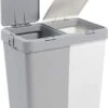 Motek® - Wasmand - 2 Vakken Met Deksel - Met Touch Deksel - Gemaakt Van 100% Gerecycled Kunststof - 80 L - Wasmand Met Deksel - Wassorteerder - Grijs - Wit