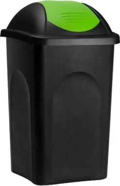 Deuba Vuilnisbak Met Klapdeksel – 60Liter Kunststof – Zwart Groen