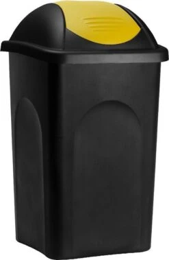 Deuba Vuilnisbak Met Klapdeksel – 60Liter Kunststof – Zwart Geel