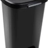 1x Kunststof Afvalemmers/vuilnisemmers Zwart 50 Liter Met Deksel En Pedaal - Vuilnisemmers/vuilnisbakken/prullenbakken - Kantoor/keuken Prullenbakken