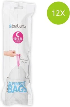 Brabantia Perfect Fit Afvalzakken 10/12 L - Code C - Set Van 12 Rollen X 20 Stuks