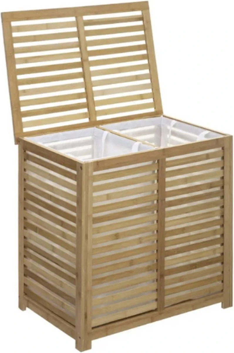 Merkloos Bamboe Wasmand XL Dubbel - Rieten Mand Met Deksel - 60 X 40 X 58 Cm 1 Merkloos Bamboe Wasmand XL Dubbel - Rieten Mand Met Deksel - 60 X 40 X 58 Cm
