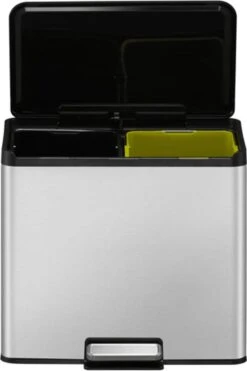 EKO EcoCasa III Recycling Prullenbak - 15 + 15 L - Mat RVS -Thuis Opslag Winkel 798x1200 1