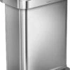 Simplehuman Rectangular - Prullenbak - 55 Liter Inhoud - Met Soft Close Deksel - RVS