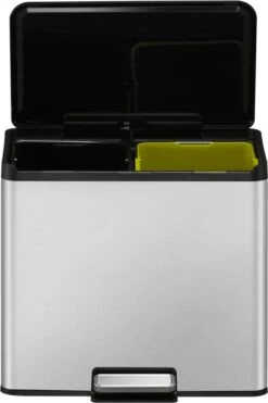 EKO EcoCasa III Recycling Prullenbak - 15 + 15 L - Mat RVS -Thuis Opslag Winkel 799x1200 31