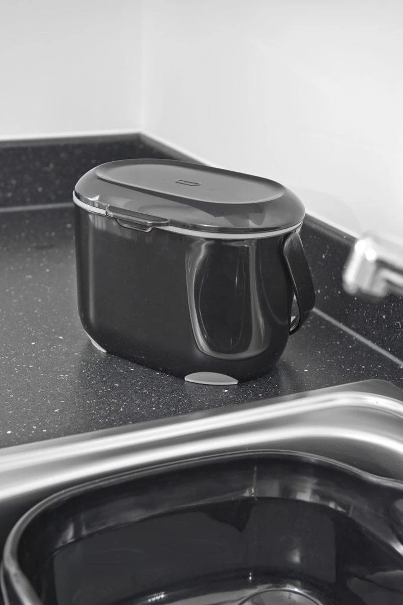 Compost Caddy-GFT Afvalbakje - Losse Binnenemmer - Zwart / Grijs - Met Rol Biologisch Afbreekbare Zakjes 13 Compost Caddy-GFT Afvalbakje - Losse Binnenemmer - Zwart / Grijs - Met Rol Biologisch Afbreekbare Zakjes - Afbeelding 13