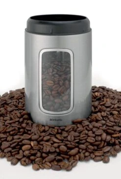 Brabantia Voorraadbus - 1,4 L - Matt Steel Fingerprint Proof / Matt Black Deksel - Met Venster -Thuis Opslag Winkel 817x1200