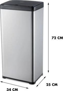 MOA Sensor Prullenbak - 50 Liter - RVS & Duurzaam ABS - Non-slip - Geruisloze Deksel - Vertraagd Sluiten Modus - Stainless - SB02S -Thuis Opslag Winkel 835x1200 3
