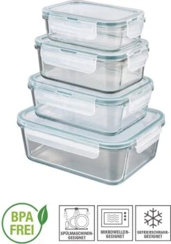 GOURMETmaxx Klick-it Glazen Bewaardozen, Set Van 4 Potten Met Deksels | Vaatwasmachine-, Magnetron- En Vriezerbestendig, Deksels Met Siliconen Afdichting En 4-weg Kliksluiting Transparent -Thuis Opslag Winkel 842x1200 4