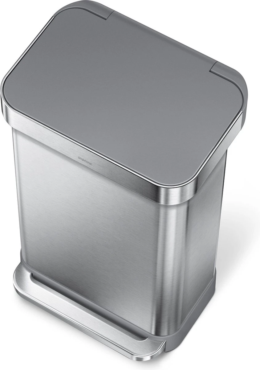 Simplehuman - Liner Pocket - Prullenbak - 45 Liter - RVS - Met Kunststof Deksel 2 Simplehuman - Liner Pocket - Prullenbak - 45 Liter - RVS - Met Kunststof Deksel - Afbeelding 2