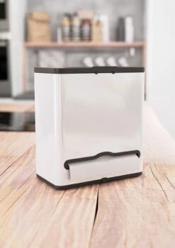 Stangvollby Vallvik Prullenbak – 4 Liter – Keukenrol Dispenser – Wit – RVS - Ophangbare Vuilbak - Afvalscheiding - Uitneembare Binnenemmer – Inbouw Vuilnisbak – Keuken Afvalemmer – Ruimtebesparend – Staand - Ophangen – Keukenrol Houder – GFT Bakje -Thuis Opslag Winkel 848x1200 7