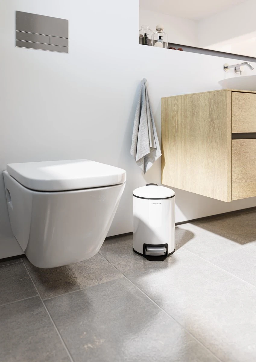 Pedaalemmer - 3 Liter - RVS - Wit - Afvalemmer StangVollby Rosvik - Toilet - Badkamer - Klein - Soft Close Deksel - Chique Design - Kleine Witte Pedaal Prullenbak - Afvalzak Inkeping - Vuilnisbak Badkamer 12 Pedaalemmer - 3 Liter - RVS - Wit - Afvalemmer StangVollby Rosvik - Toilet - Badkamer - Klein - Soft Close Deksel - Chique Design - Kleine Witte Pedaal Prullenbak - Afvalzak Inkeping - Vuilnisbak Badkamer - Afbeelding 12