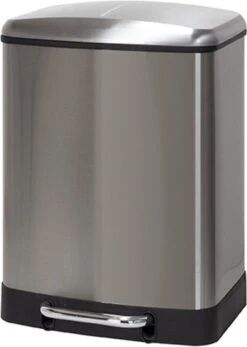 Duett-Afvalscheidings Pedaalemmer - 2 Vakken - 12 Liter + 12 Liter -Soft Close- Fingerprint Proof- Chroom