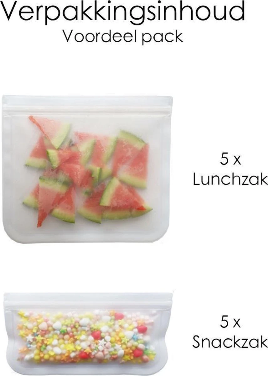 Merkloos Siliconen Vershoudzakken - 10 Stuks - Diepvrieszakken - Lekvrij - Boterhamzak Herbruikbaar - Bewaarzakjes - Duurzaam - Hersluitbaar 6 Merkloos Siliconen Vershoudzakken - 10 Stuks - Diepvrieszakken - Lekvrij - Boterhamzak Herbruikbaar - Bewaarzakjes - Duurzaam - Hersluitbaar - Afbeelding 6