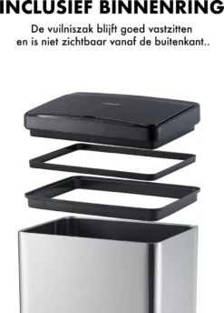 MOA Sensor Prullenbak - 50 Liter - RVS & Duurzaam ABS - Non-slip - Geruisloze Deksel - Vertraagd Sluiten Modus - Stainless - SB02S -Thuis Opslag Winkel 862x1200 4