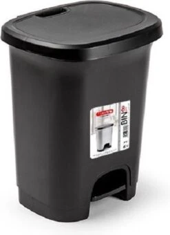 Kunststof Afvalemmers/vuilnisemmers/pedaalemmers In Het Zwart Van 8 Liter Met Deksel En Pedaal - 25 X 21 X 30 Cm