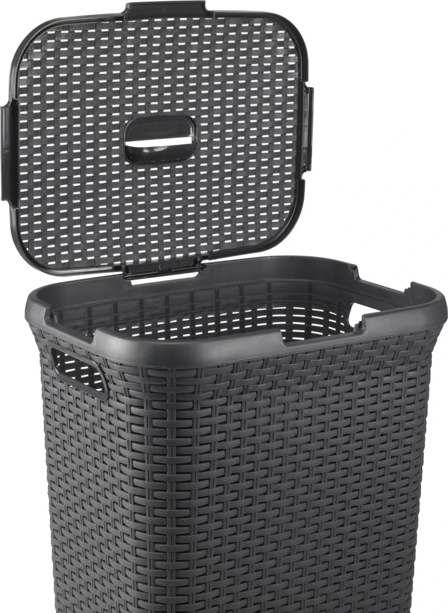 Curver Style Wasmand Met Deksel - 60L - 2 Stuks - Antraciet 4 Curver Style Wasmand Met Deksel - 60L - 2 Stuks - Antraciet - Afbeelding 4