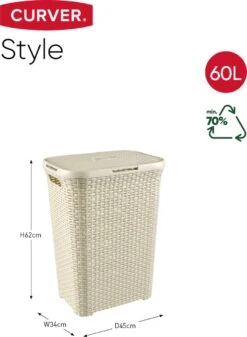 Curver Style Wasmand Met Deksel - 60L - Vintage Wit -Thuis Opslag Winkel 879x1200