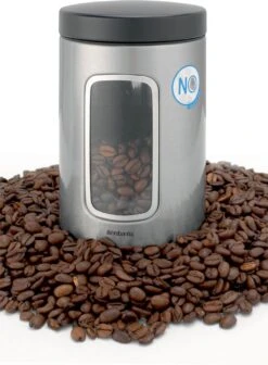 Brabantia Voorraadbus - 1,4 L - Matt Steel Fingerprint Proof / Matt Black Deksel - Met Venster -Thuis Opslag Winkel 882x1200