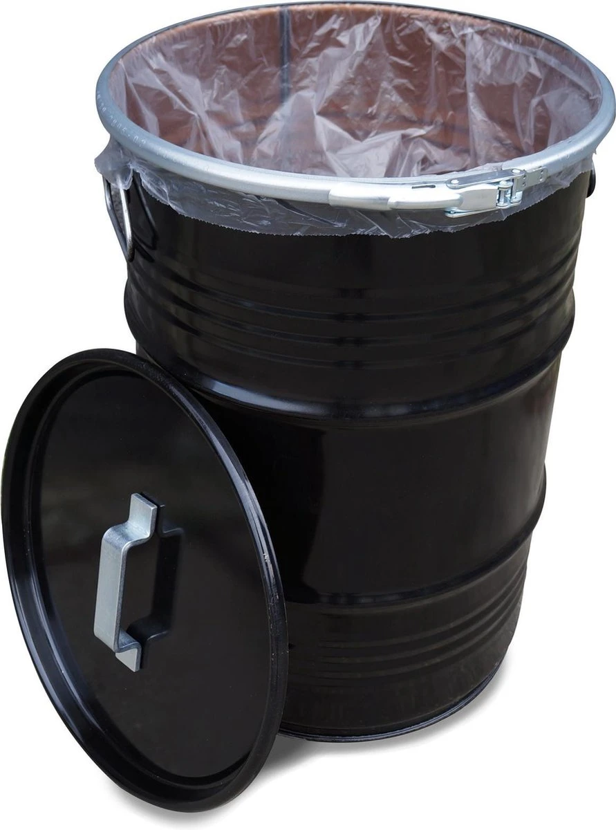 BinBin Handle Vuil Industriële Prullenbak Afvalscheiding 60 Liter Olievat Met Handvat Deksel 3 BinBin Handle Vuil Industriële Prullenbak Afvalscheiding 60 Liter Olievat Met Handvat Deksel - Afbeelding 3