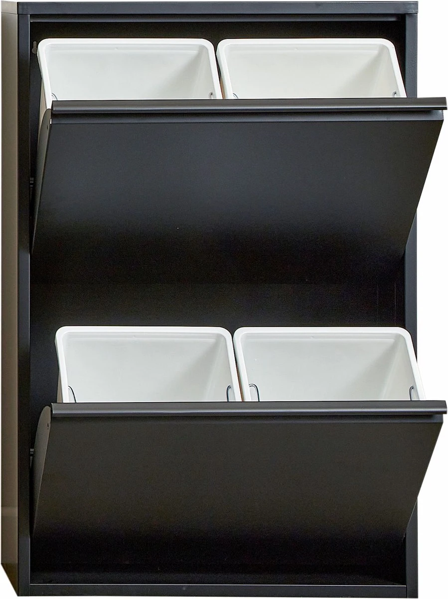 VEEHAUS – Clark - Prullenbak 4 Vakken – Afvalemmer 60 Liter (4x 15L) – Zwart - 4-vaks Prullenbak Afvalscheiding – Afvalbak Metaal – Hygiënisch Recyclen - Afval Scheiden - Prullenbak - Zwart 1 VEEHAUS – Clark - Prullenbak 4 Vakken – Afvalemmer 60 Liter (4x 15L) – Zwart - 4-vaks Prullenbak Afvalscheiding – Afvalbak Metaal – Hygiënisch Recyclen - Afval Scheiden - Prullenbak - Zwart